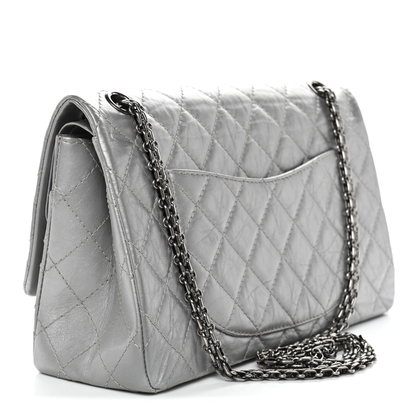 Metallic Aged Calfskin Quilted 2.55 Reissue 226 Flap Silver