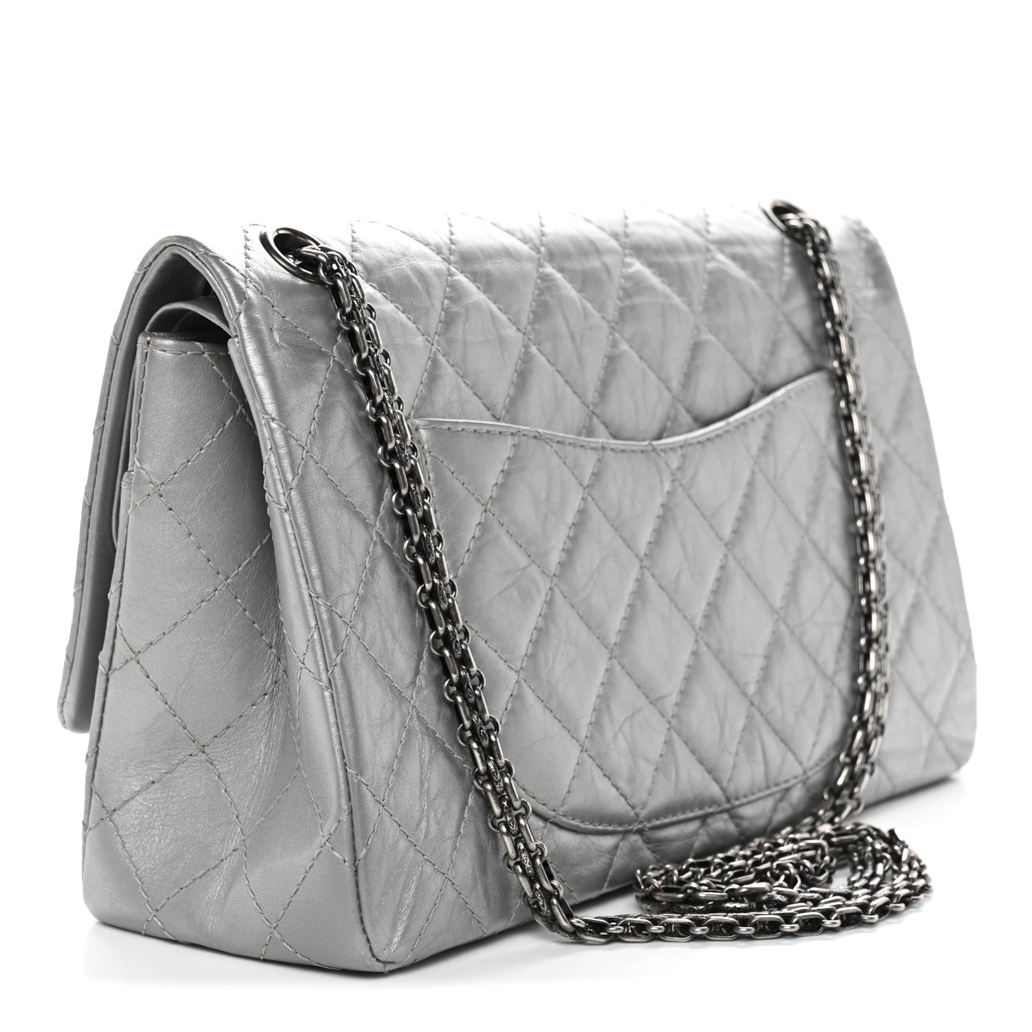 Chanel Metallic Aged Calfskin Quilted 2.55 Reissue 226 Flap Silver 3 of 13