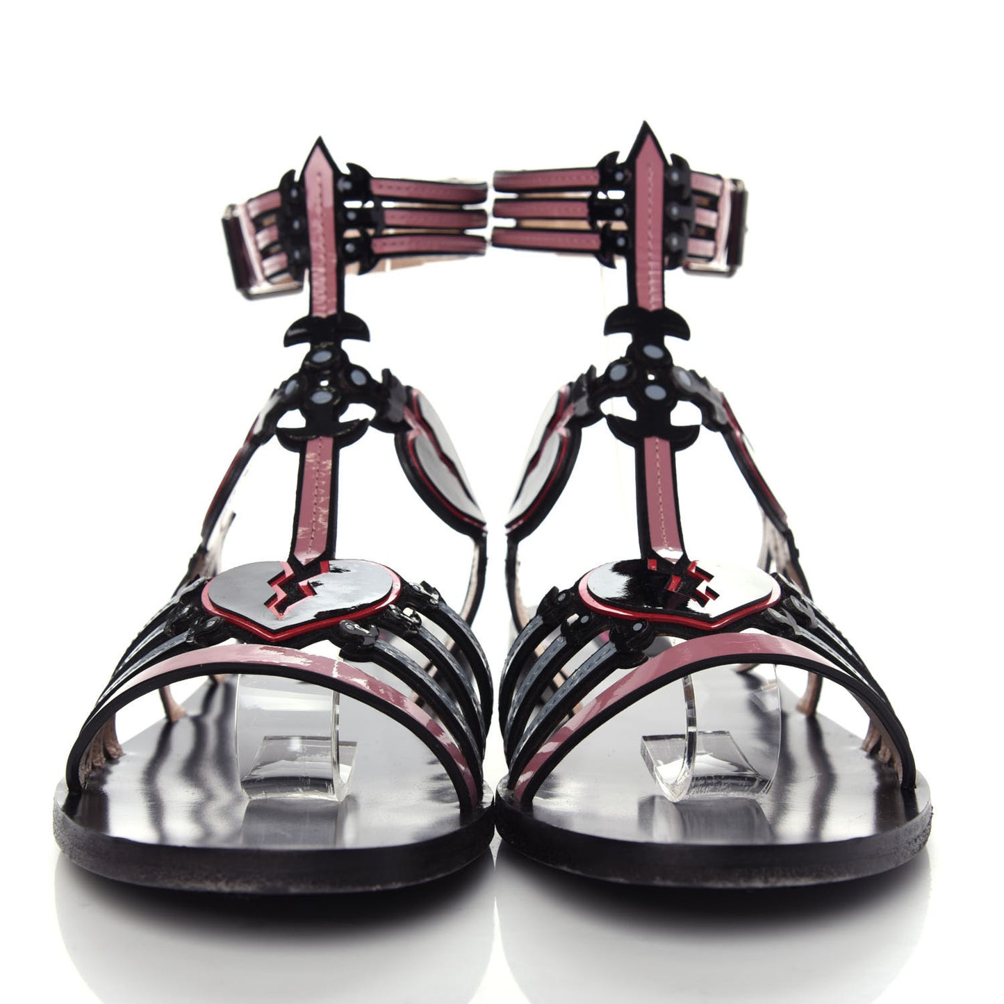 Nappa Loveblade Caged Flat Sandals 38 Black