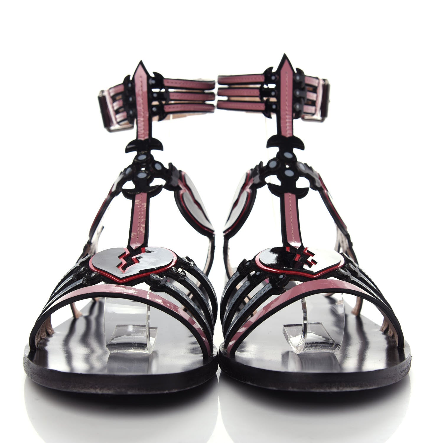 Valentino Garavani Nappa Loveblade Caged Flat Sandals 38 Black 2 of 9