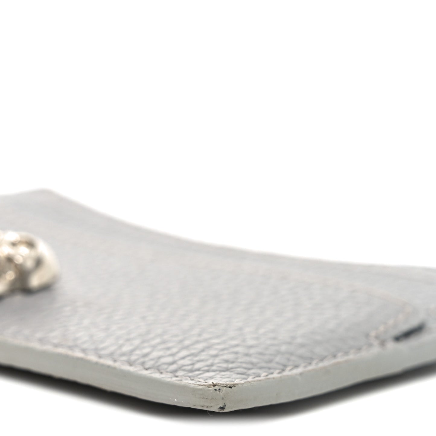 Grained Calfskin Skull Card Holder Grey