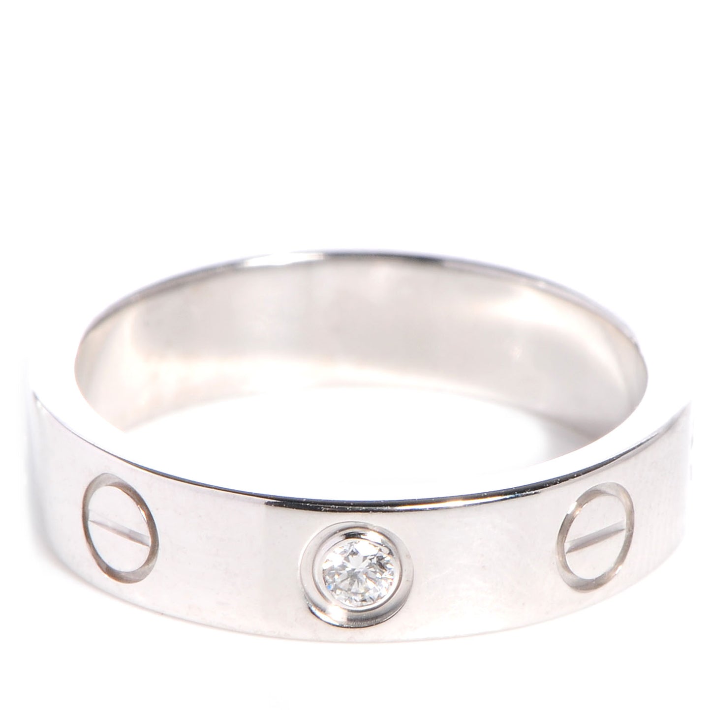 18k White Gold Diamond 4mm Wedding Band LOVE Ring Size 46 US 3.75