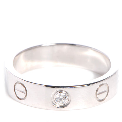 Cartier 18k White Gold Diamond 4mm Wedding Band LOVE Ring Size 46 US 3.75 1 of 4