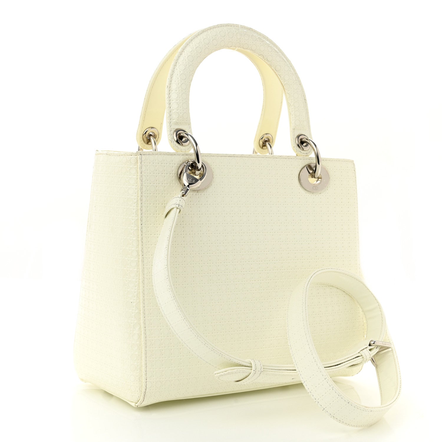 Christian Dior Patent Micro-Cannage Medium Lady Dior White 3 of 11