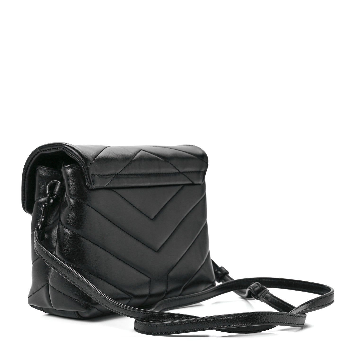 Saint Laurent Calfskin Y Quilted Monogram Monochrome Toy Loulou Crossbody Bag Black 3 of 12