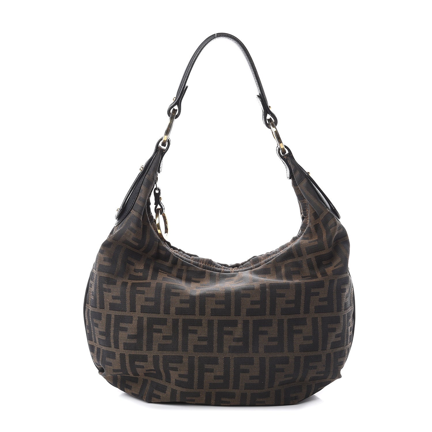Fendi Zucca Cuoio Lucido Small Hobo Tobacco Moro 1 of 8