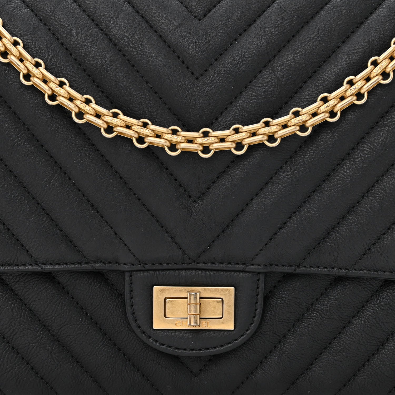 Chanel Crumpled Calfskin Chevron Quilted 2.55 Reissue 226 Black 8 of 12
