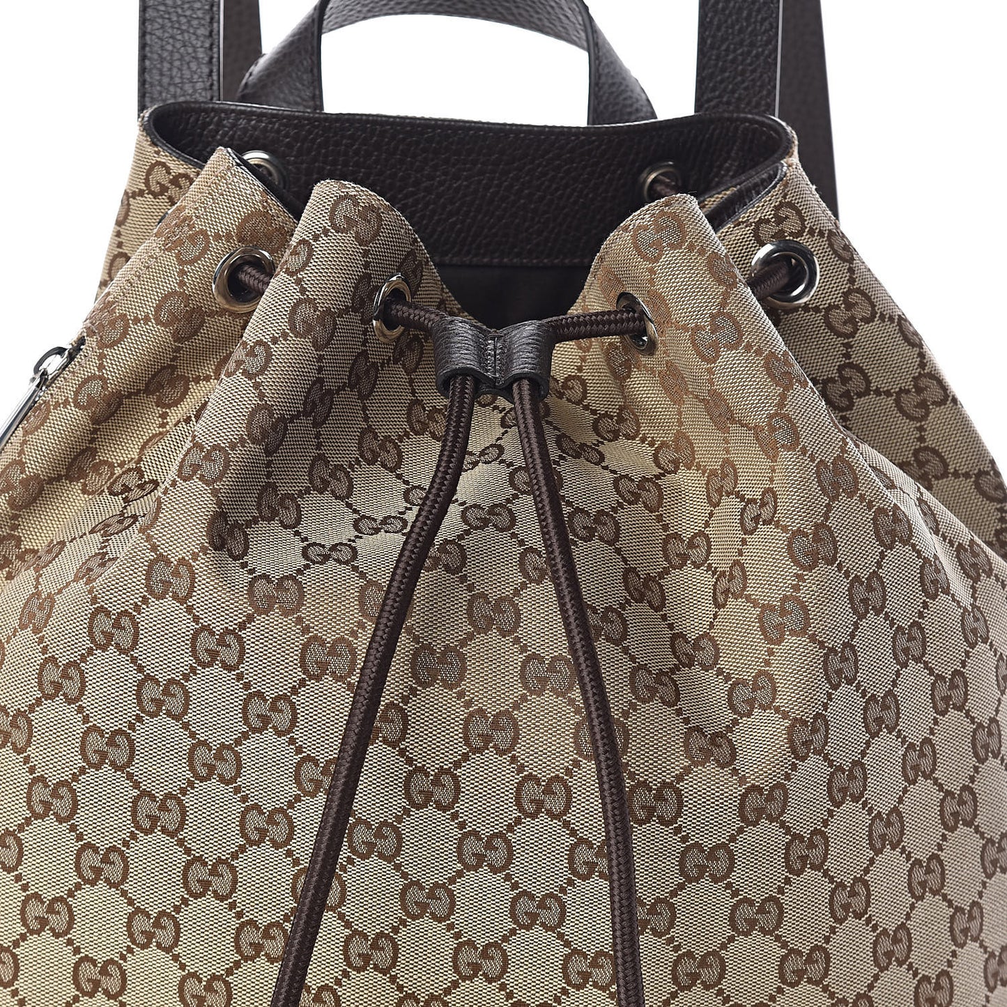 Monogram Dollar Calfskin O Drawstring Backpack Beige Ebony Testa di Moro Dark Chocolate