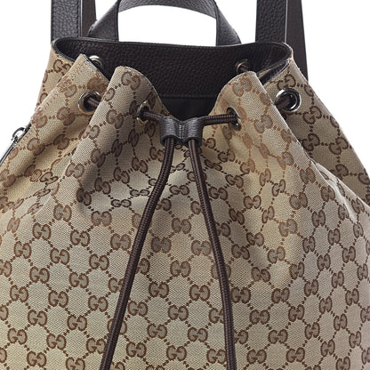 Gucci Monogram Dollar Calfskin O Drawstring Backpack Beige Ebony Testa di Moro Dark Chocolate 7 of 9