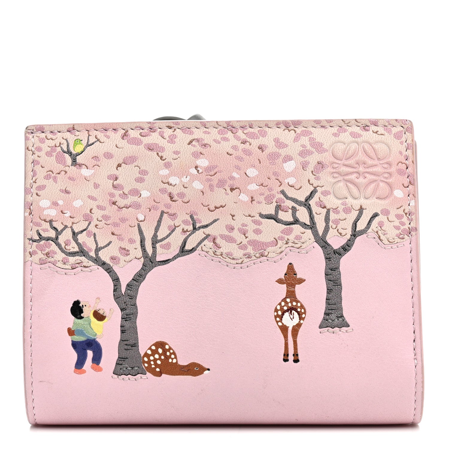 Loewe X SUNA FUJITA Satin Calfskin Deer Compact Zip Wallet Pink 1 of 7