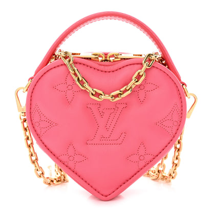 Louis Vuitton Calfskin Embroidered Monogram Pop My Heart Bag Pouch Dragon Fruit Pink 1 of 9