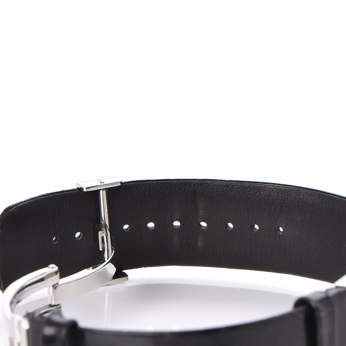 Stainless Steel Calfskin 19mm Acier Quartz Watch Black