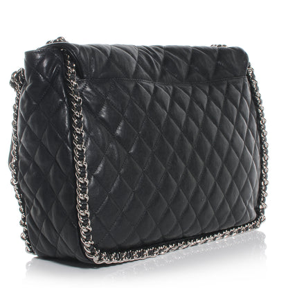 Chanel Washed Lambskin Chain Around Maxi Flap Bag Black 3 of 7