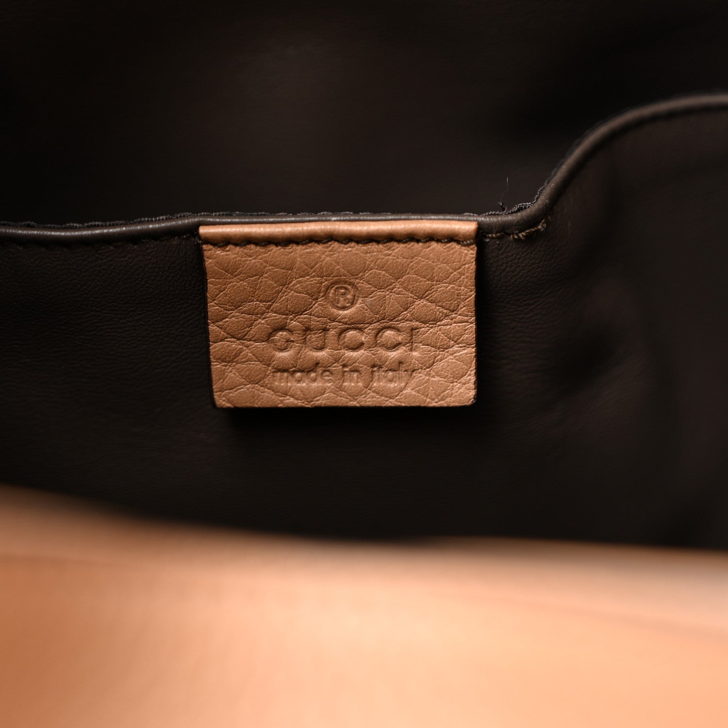 Gucci Pebbled Calfskin Miss Bamboo Bucket Bag Camelia 5 of 10