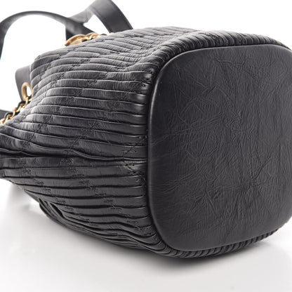 Chanel Iridescent Crumpled Calfskin Coco Pleats Small Drawstring Bag Black 5 of 9