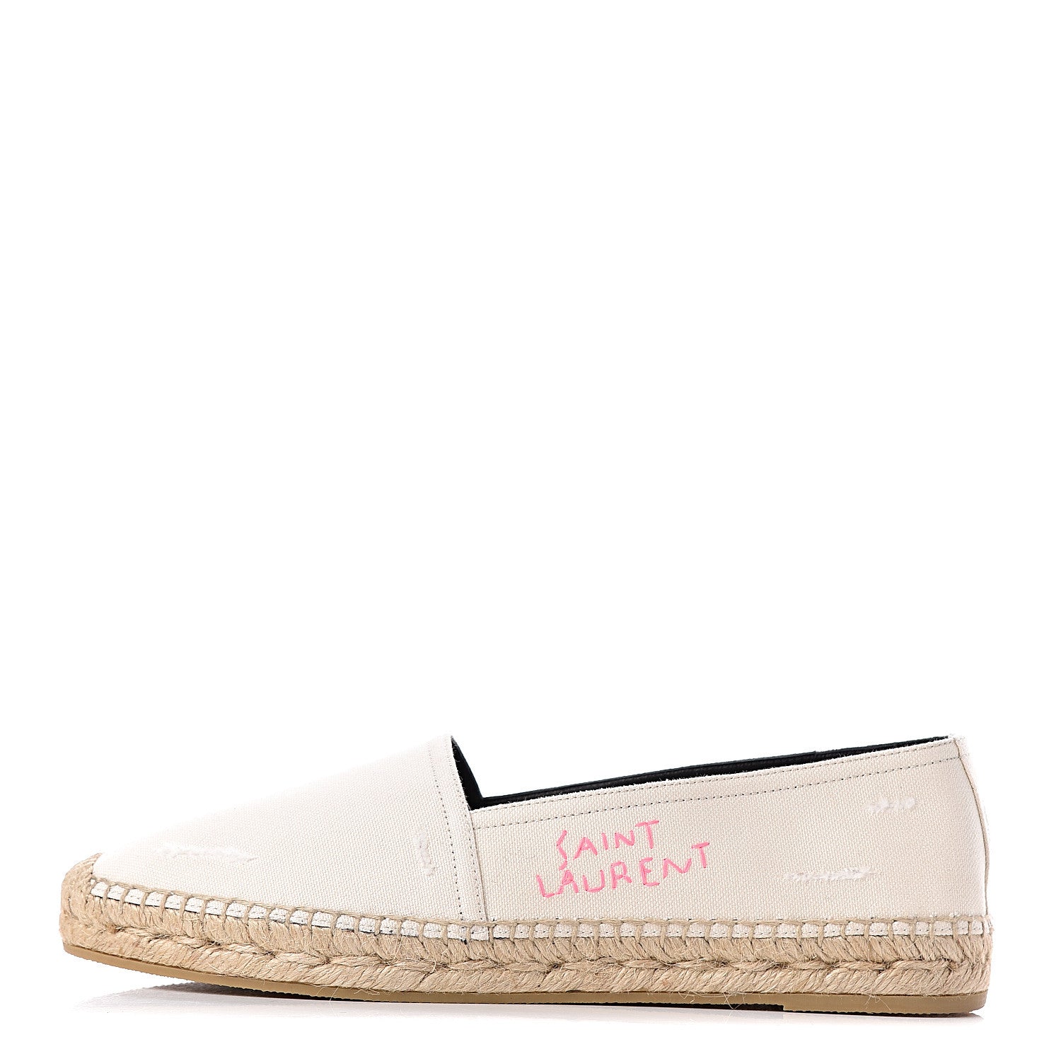 Saint Laurent Canvas Elba Logo Embroidered Espadrilles 39 Panna 1 of 9