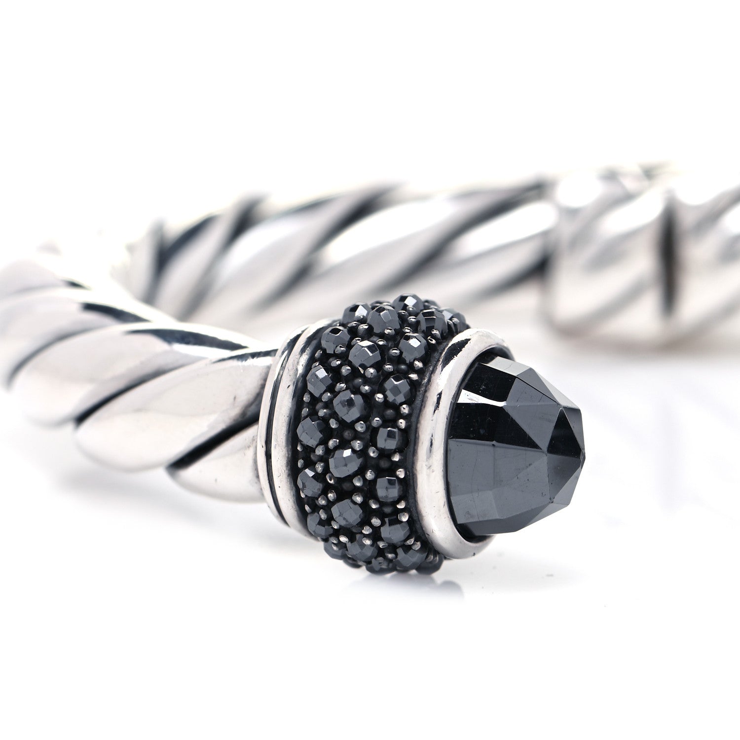 David Yurman Sterling Silver Hematine Cable Berries Bracelet 6 of 7