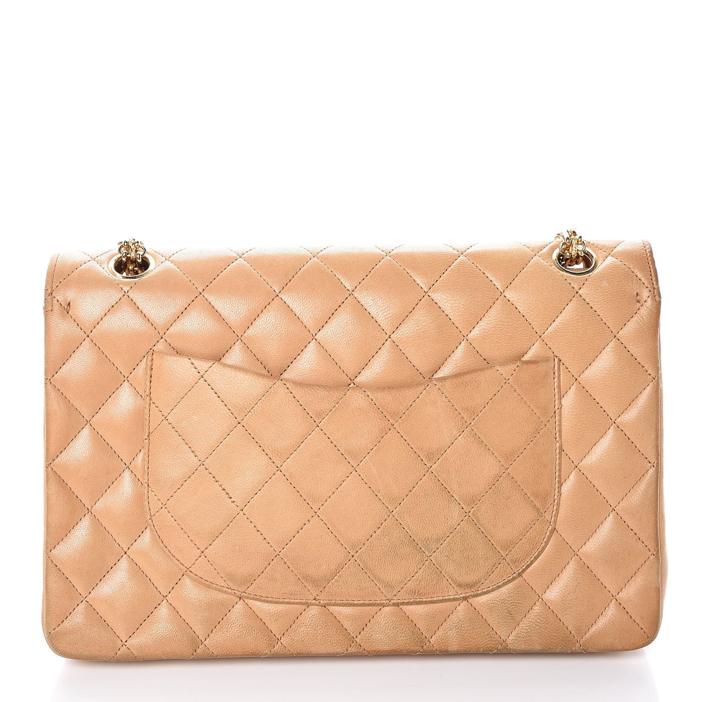 Lambskin Quilted Medium Bijoux Chain Double Flap Beige