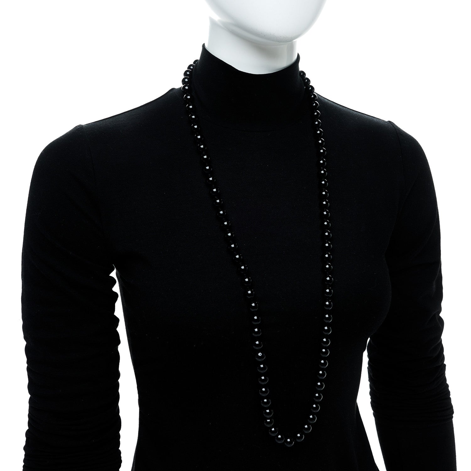Tiffany Sterling Silver Black Onyx 10mm Long Bead Necklace 2 of 6