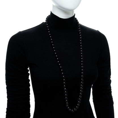 Tiffany Sterling Silver Black Onyx 10mm Long Bead Necklace 2 of 6