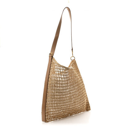 Saint Laurent Raffia Calfskin Oxalis Shoulder Bag Naturale Vintage Brown 2 of 10