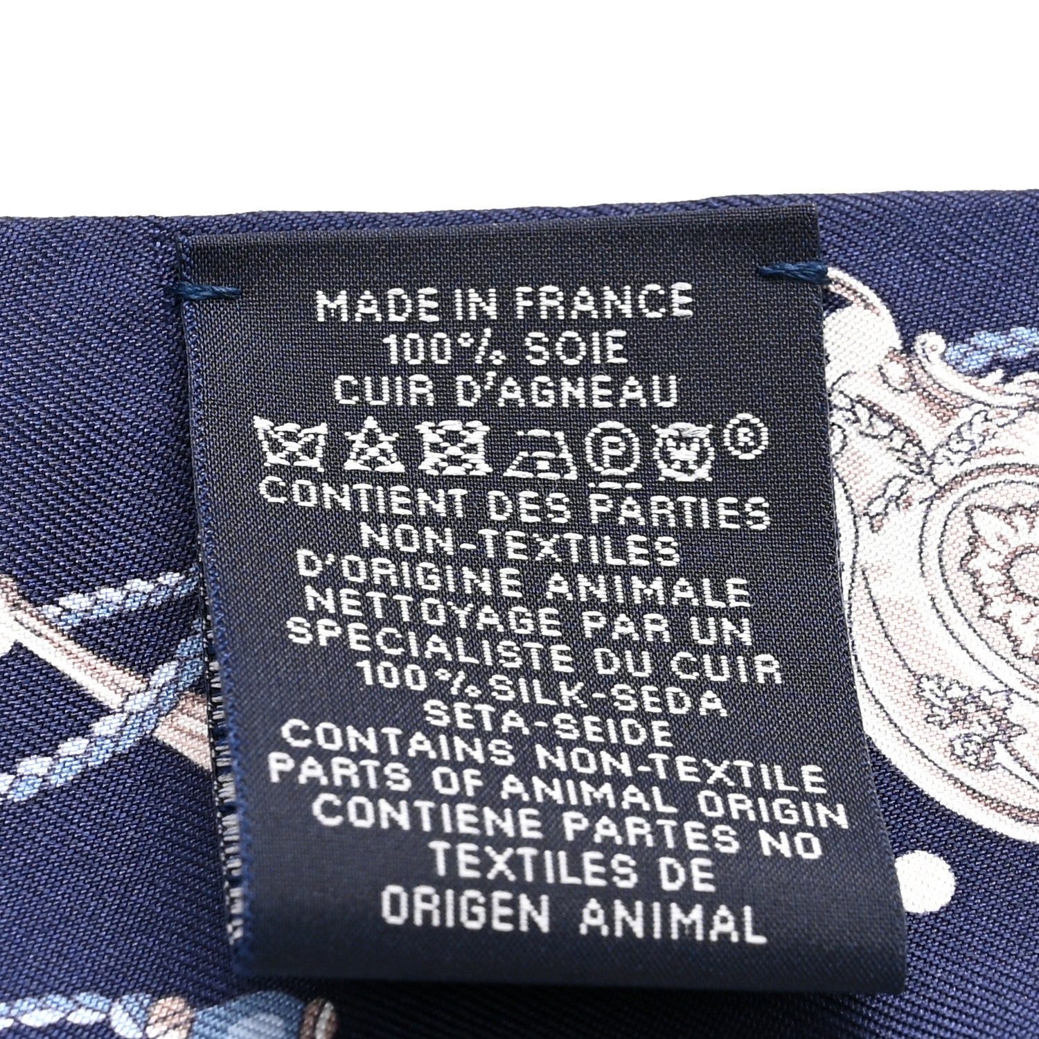 Hermes Silk Metallic Agneau Les Cles A Pois Fringed Twilly Bleu Marine Gris Argent Multicolor 4 of 4
