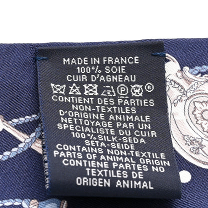 Hermes Silk Metallic Agneau Les Cles A Pois Fringed Twilly Bleu Marine Gris Argent Multicolor 4 of 4