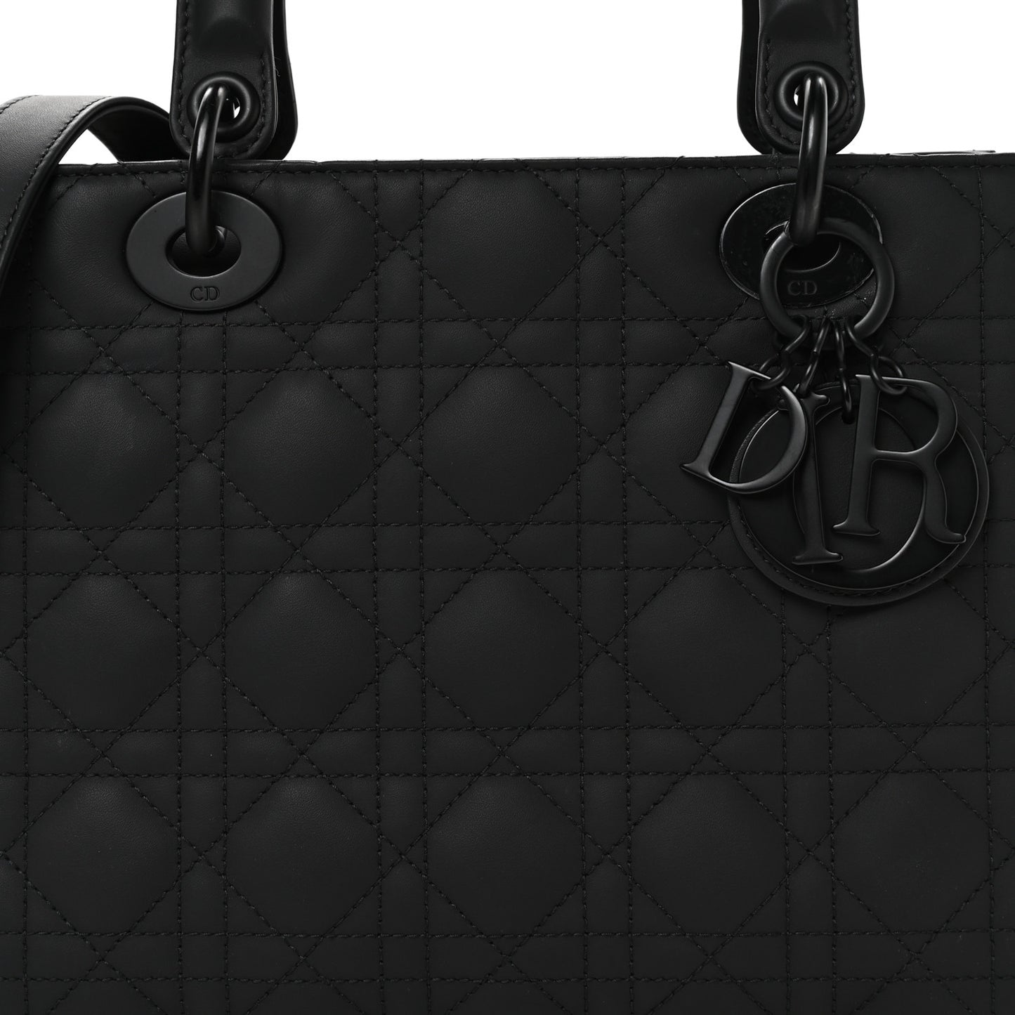 Ultra Matte Calfskin Cannage Medium Lady Dior Black Black