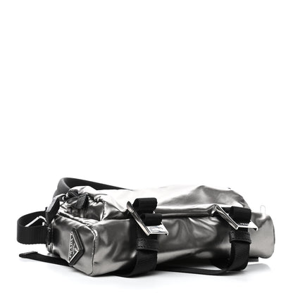 Prada Metallic Nylon Crossbody Bag Ferro 3 of 4