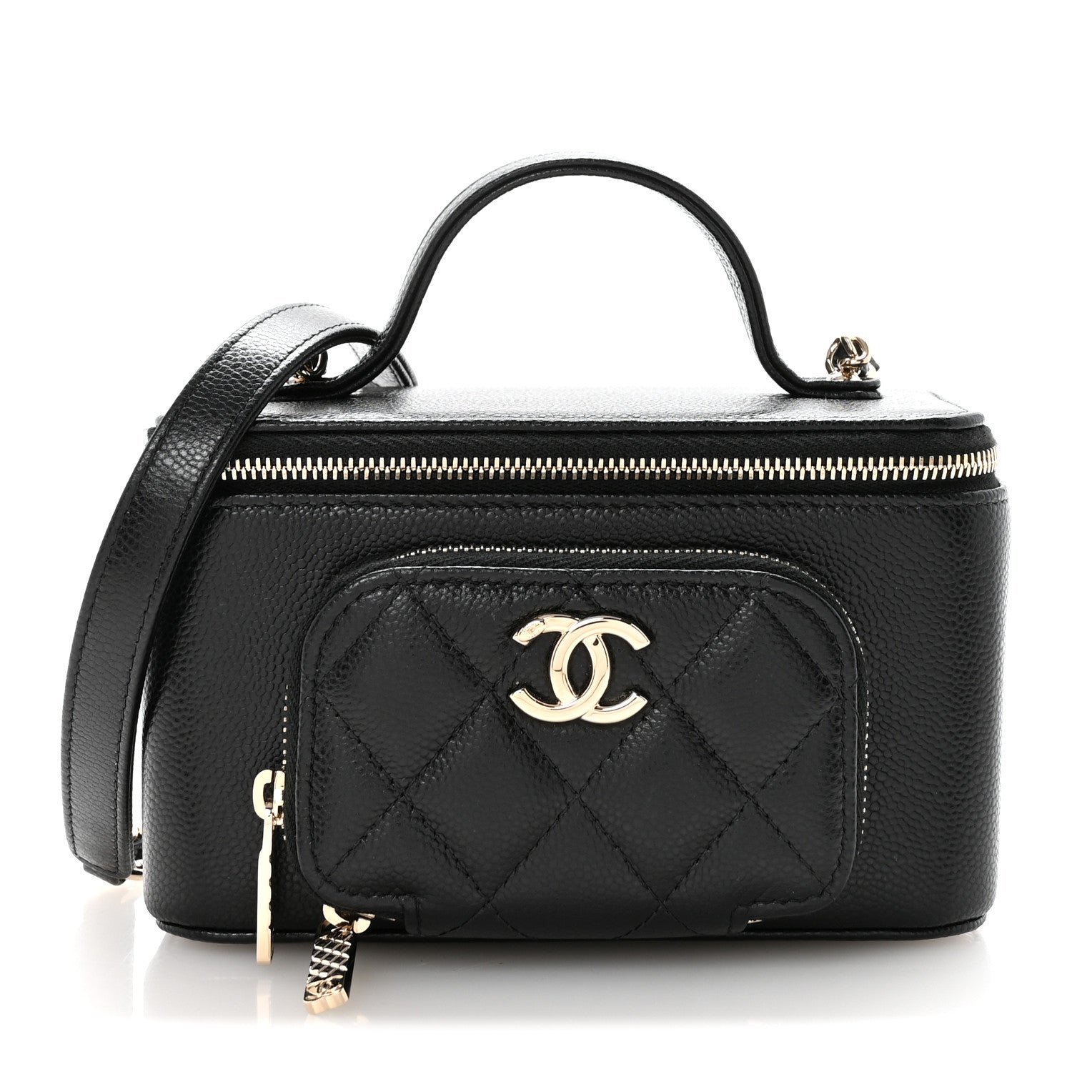 Chanel Caviar Quilted Top Handle Pocket Vanity Case Black 1 of 11
