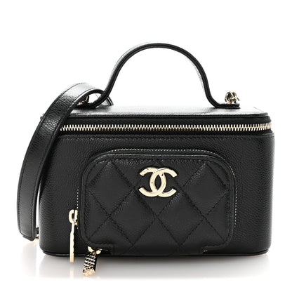 Chanel Caviar Quilted Top Handle Pocket Vanity Case Black 1 of 11