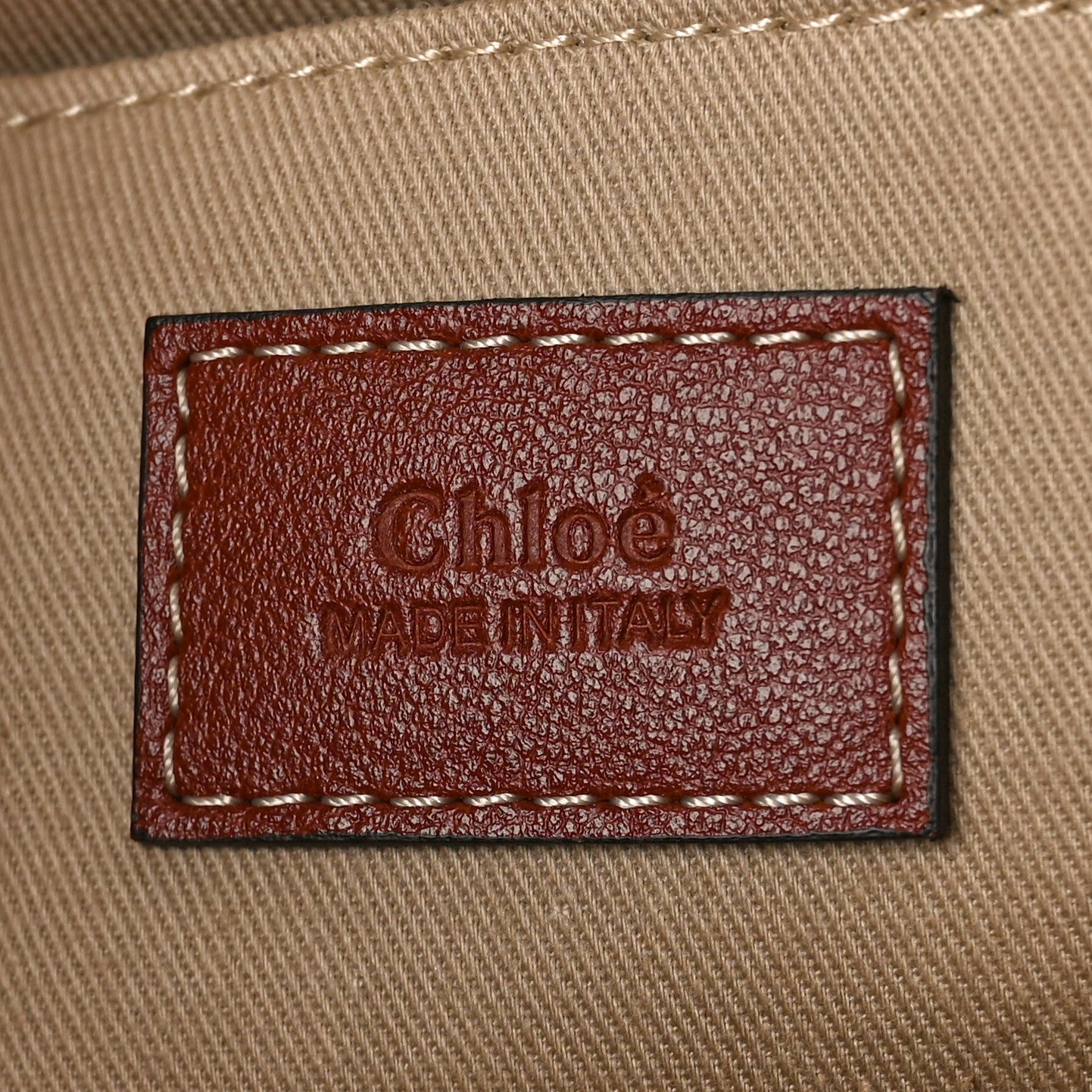 Chloe Calfskin Canvas Small Woody Tote Sepia Brown 6 of 8