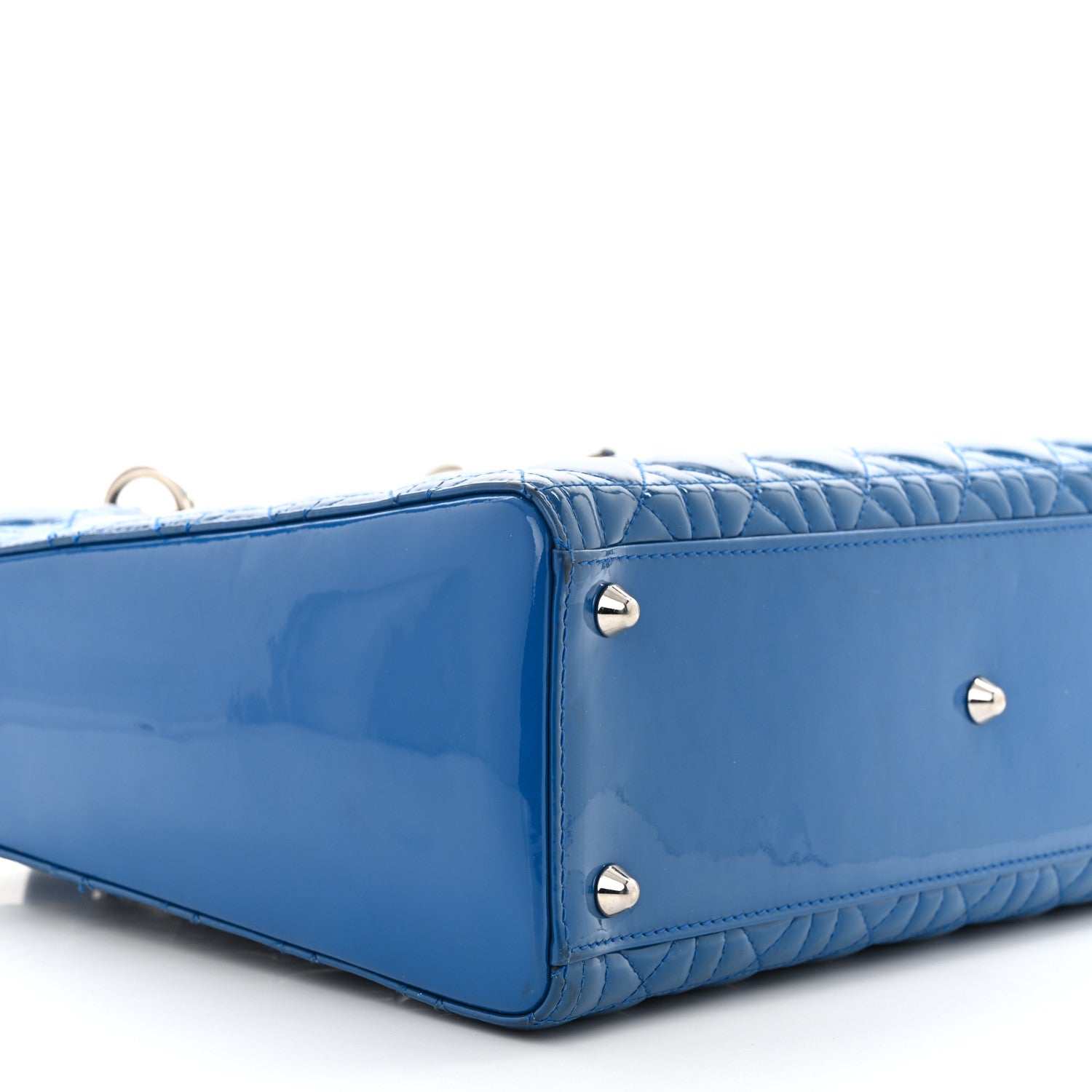 Christian Dior Patent Cannage Large Lady Dior Blue 9 of 13
