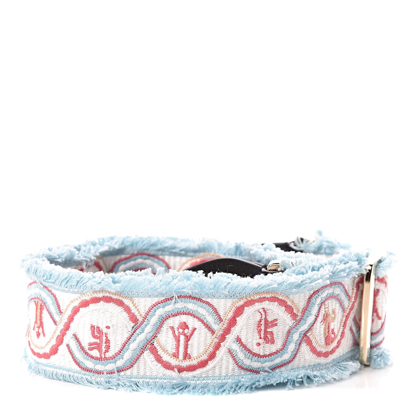 Canvas Animal Embroidered Rockstud Guitar Strap Light Blue