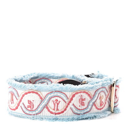 Valentino Garavani Canvas Animal Embroidered Rockstud Guitar Strap Light Blue 1 of 3