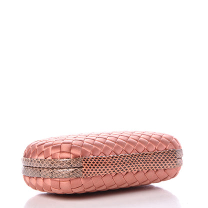 Bottega Veneta Satin Intreccio Impero Ayers Knot Clutch Dark Pink 4 of 6