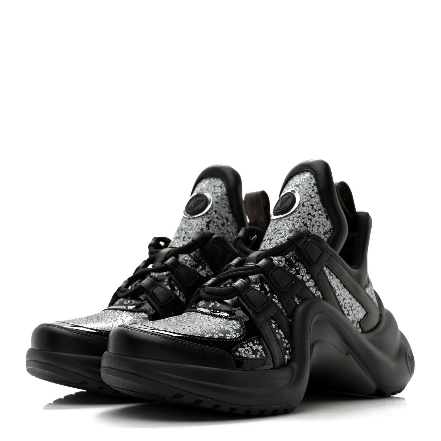 Louis Vuitton Calfskin Glitter LV Archlight Sneaker 38 Black 3 of 9