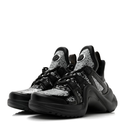 Louis Vuitton Calfskin Glitter LV Archlight Sneaker 38 Black 3 of 9