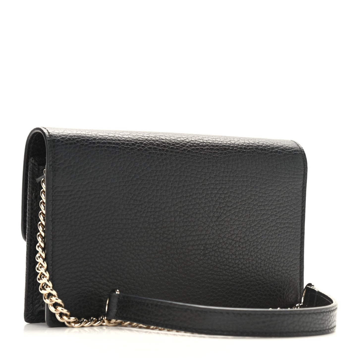Dollar Calfskin Interlocking G Chain Wallet Black