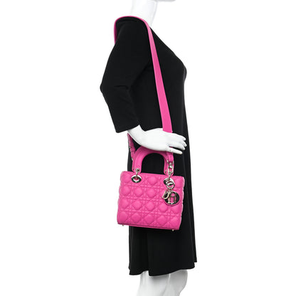 Christian Dior Lambskin Cannage Small My ABCDior Lady Dior Magenta 2 of 9