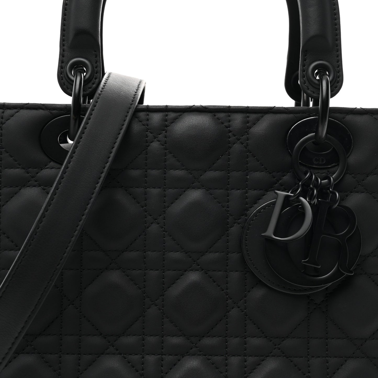 Ultra Matte Calfskin Cannage Medium Lady Dior Black
