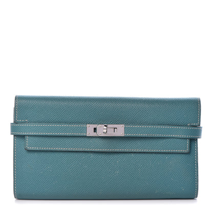 Hermes Epsom Kelly Longue Wallet Blue Jean 1 of 26