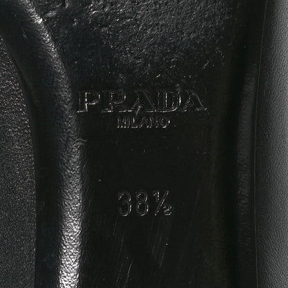 Prada Nappa Vernice Cap Toe Logo Bow Ballerina Flats 38.5 Black 7 of 8