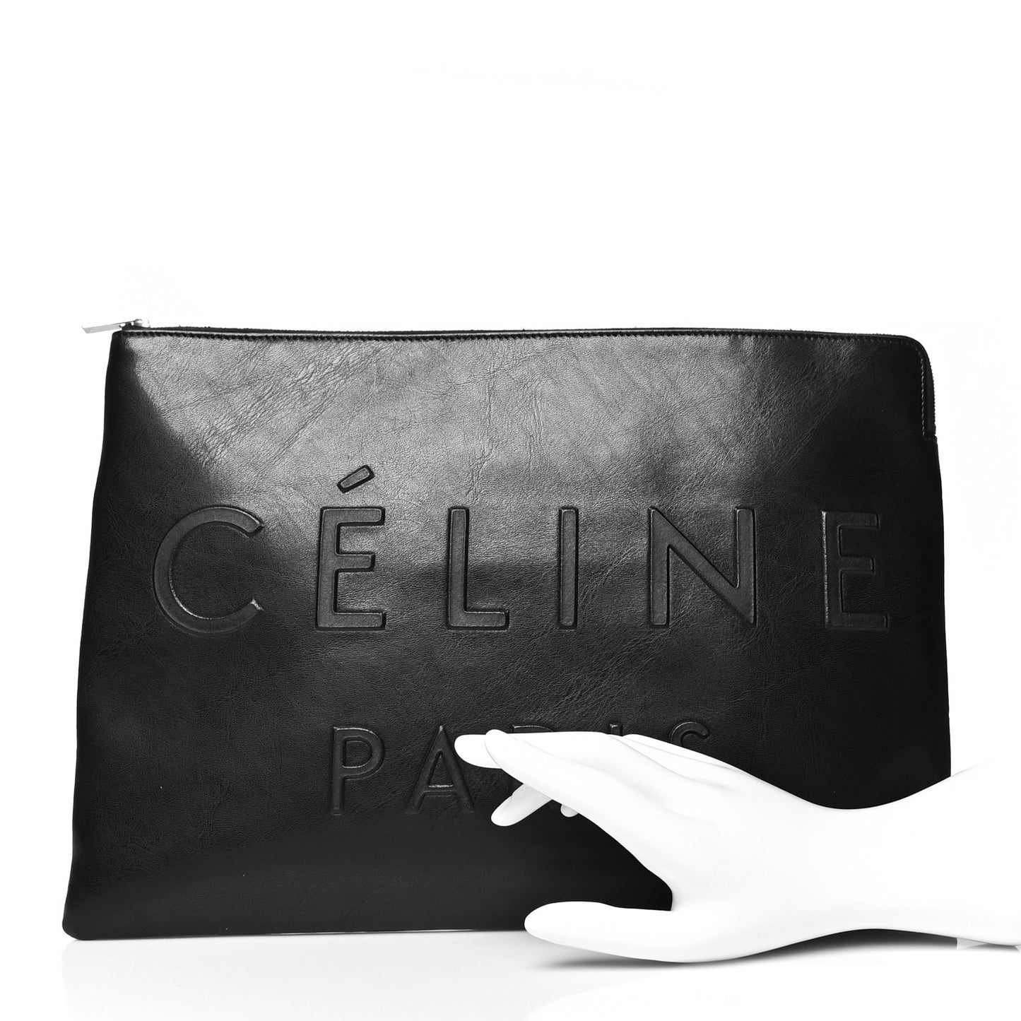 Calfskin Large Made In Clutch Pouch Black