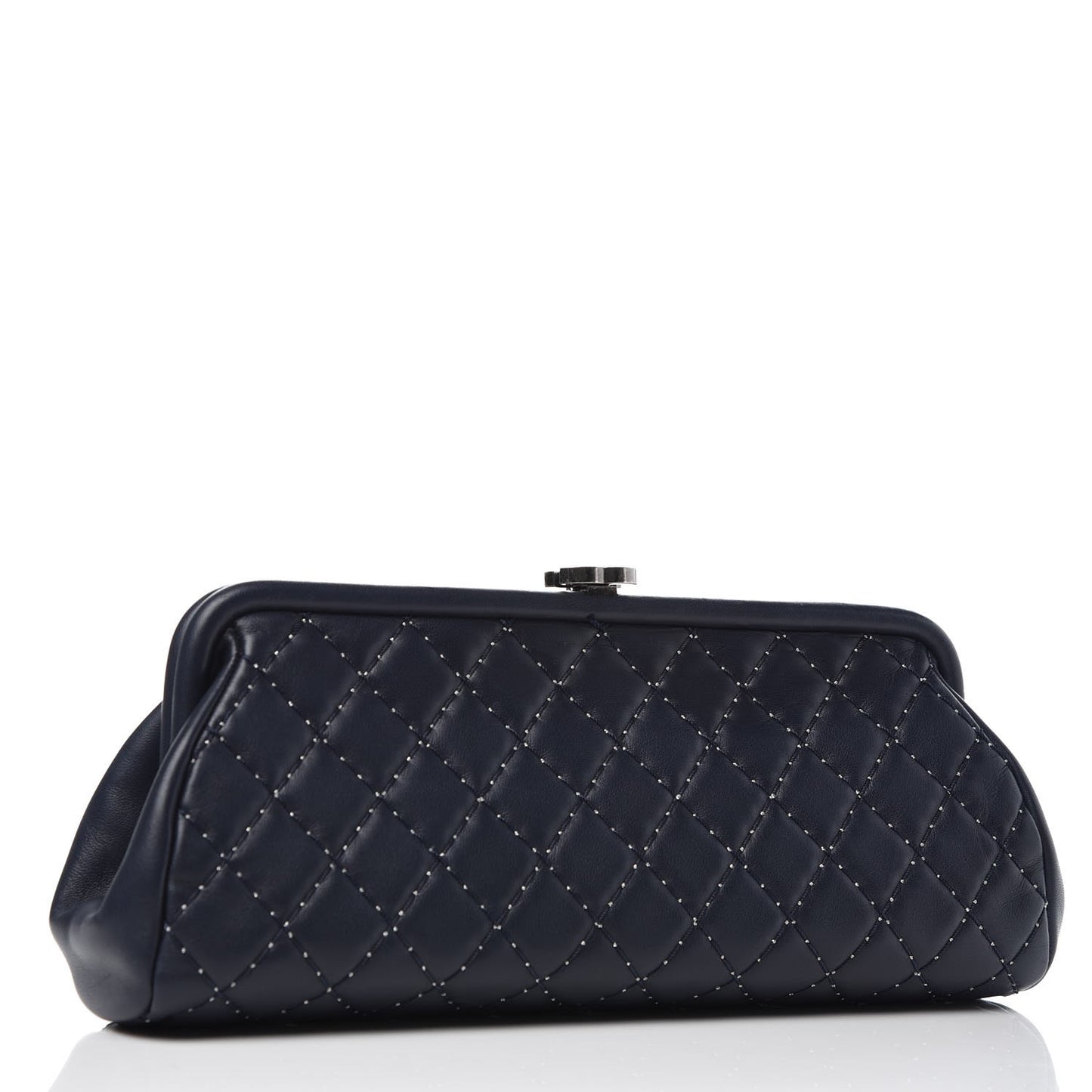 Lambskin Stitched Timeless Clutch Navy