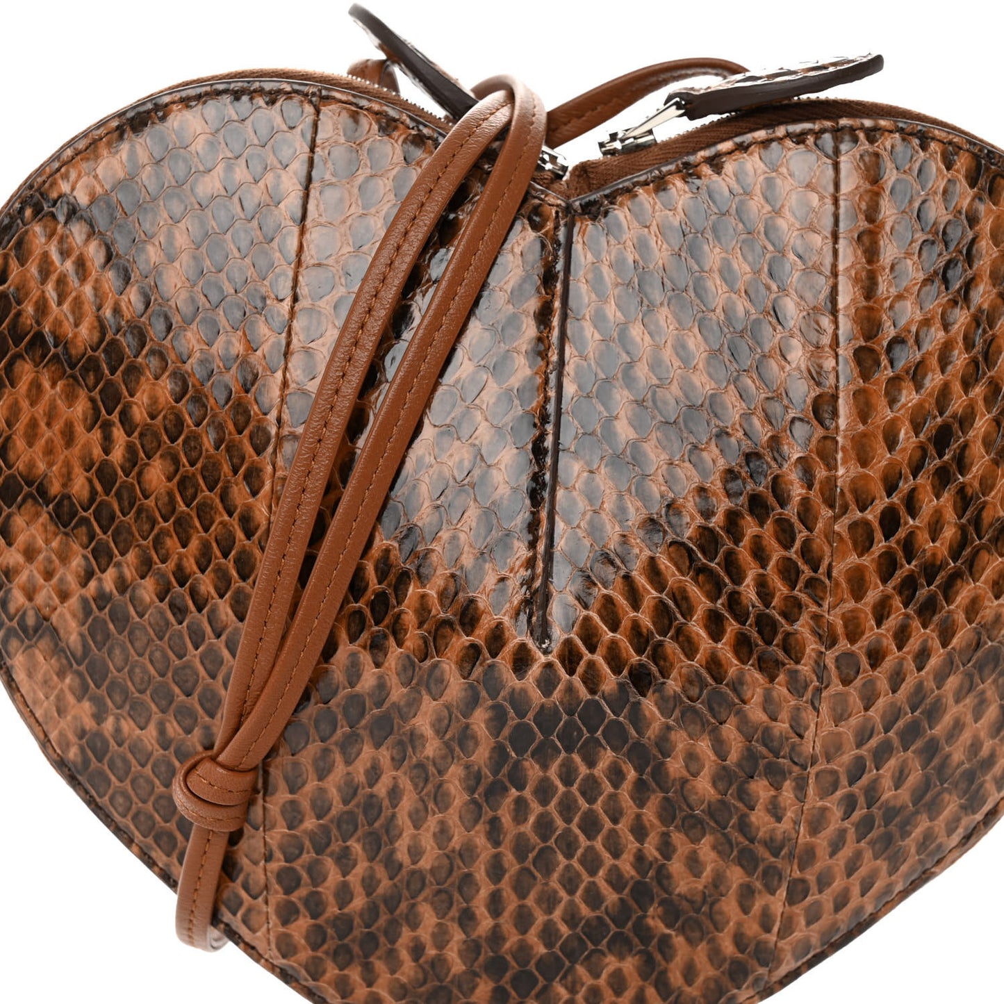 Calfskin Snakeskin Embossed Le Coeur Bag Caramel