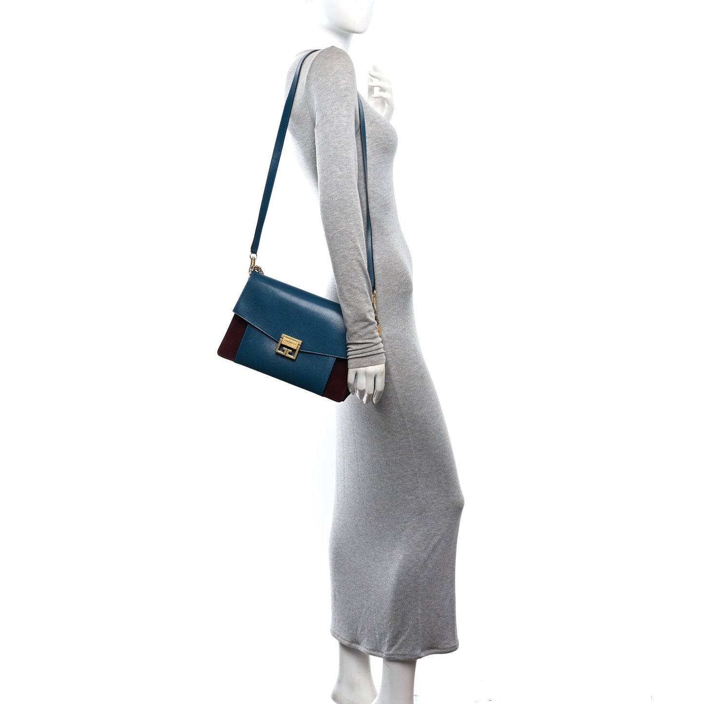 Sugar Goatskin Suede Medium GV3 Shoulder Bag Blue Aubergine