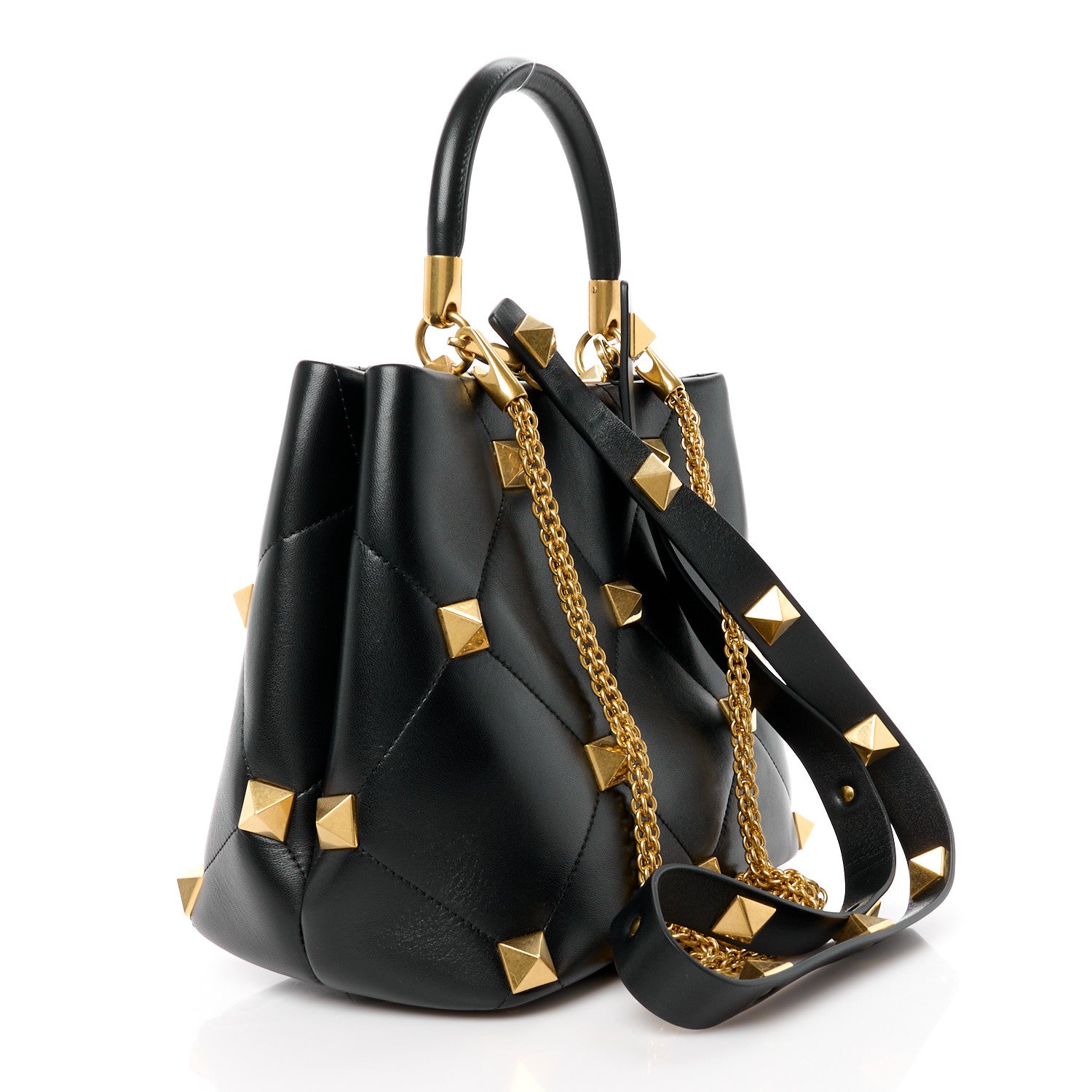 Valentino Garavani Nappa Roman Stud The Handle Bag Black 3 of 11
