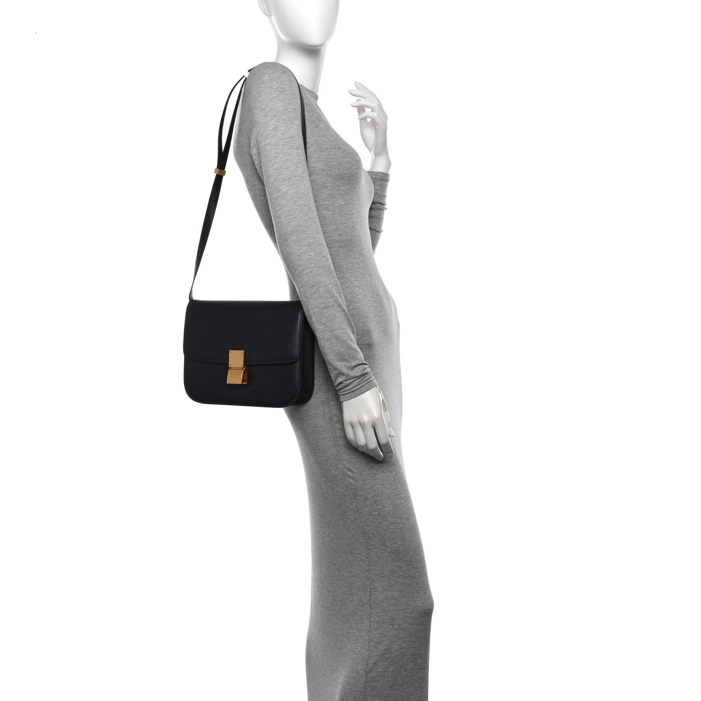 Liege Calfskin Medium Classic Box Flap Bag Black