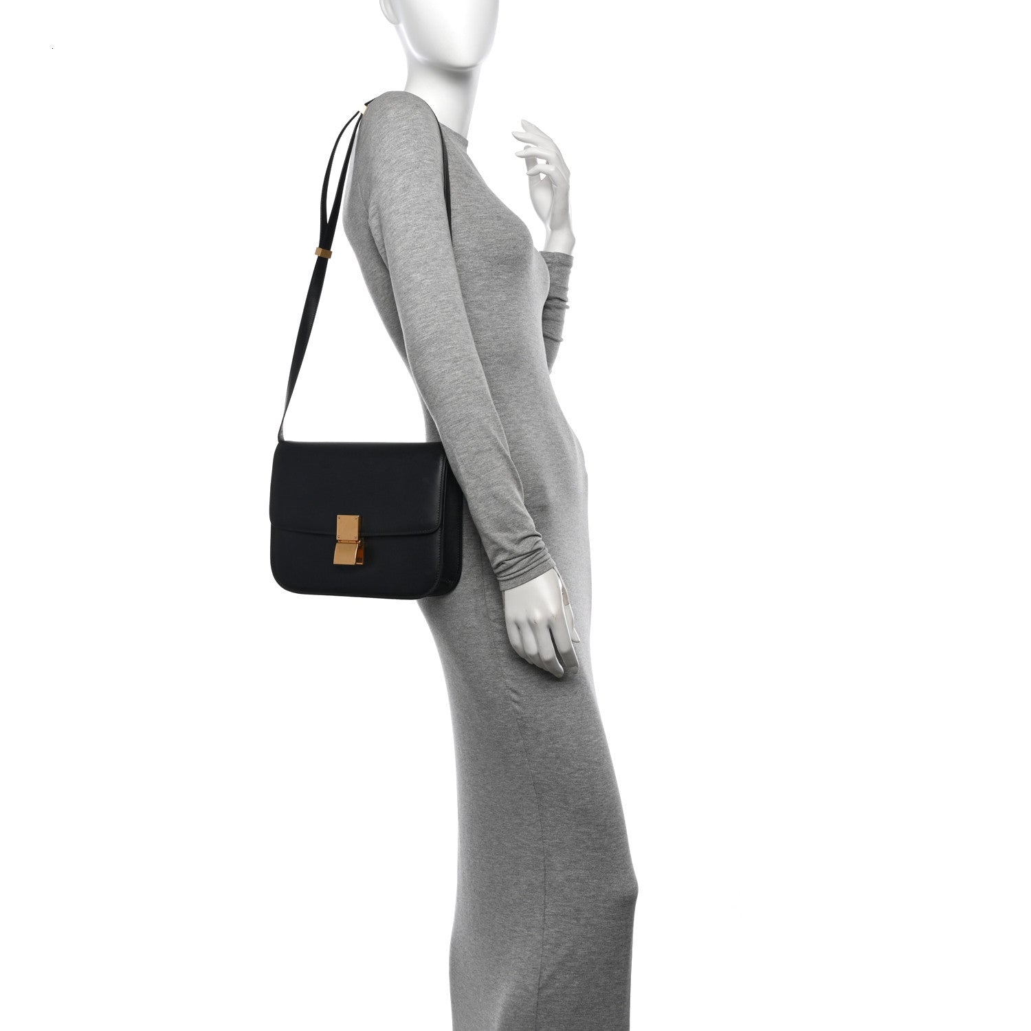 Celine Liege Calfskin Medium Classic Box Flap Bag Black 2 of 15